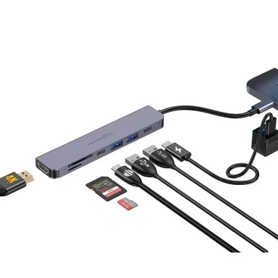 Porodo Blue 7 Ports Usb-C Hub 4K Hdmi & Dual Usb-C